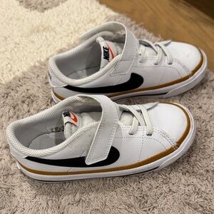 Nike Kids White, Black, and Gold Sneakers